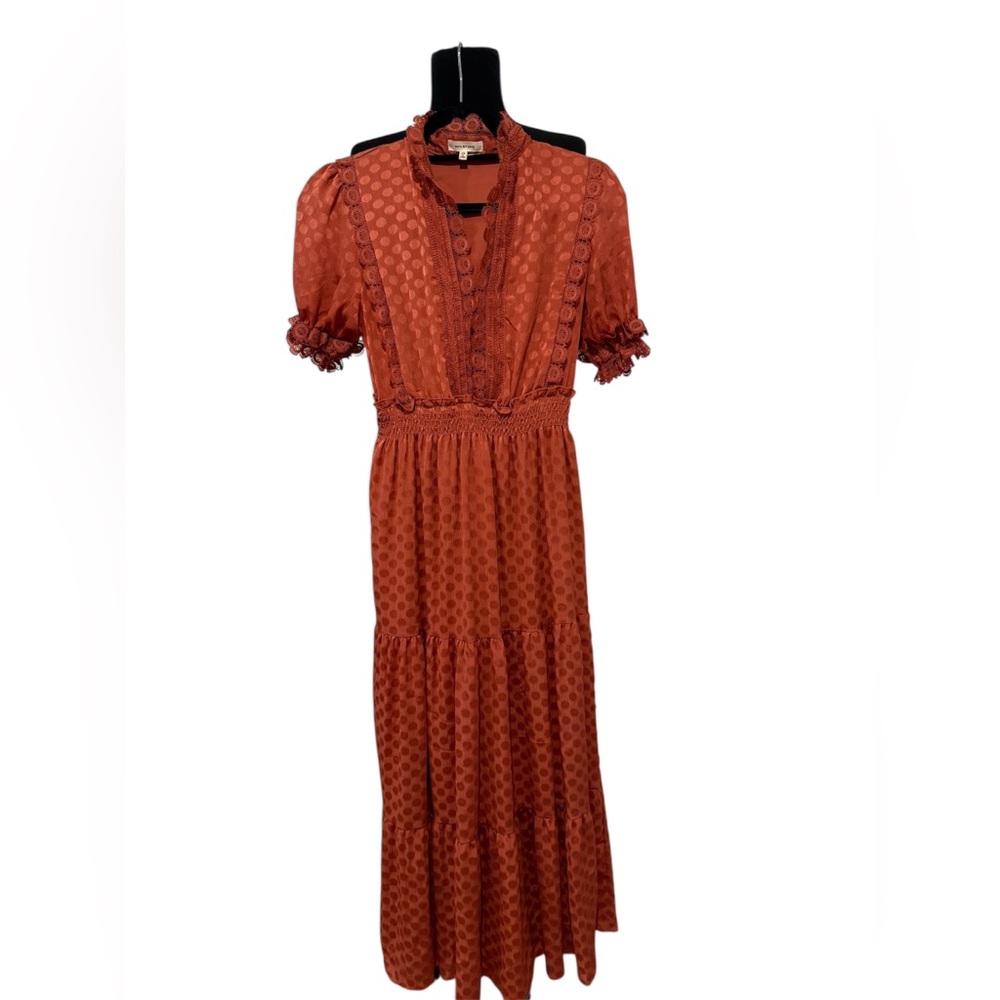 Max Studio Rust Lace Midi Dress